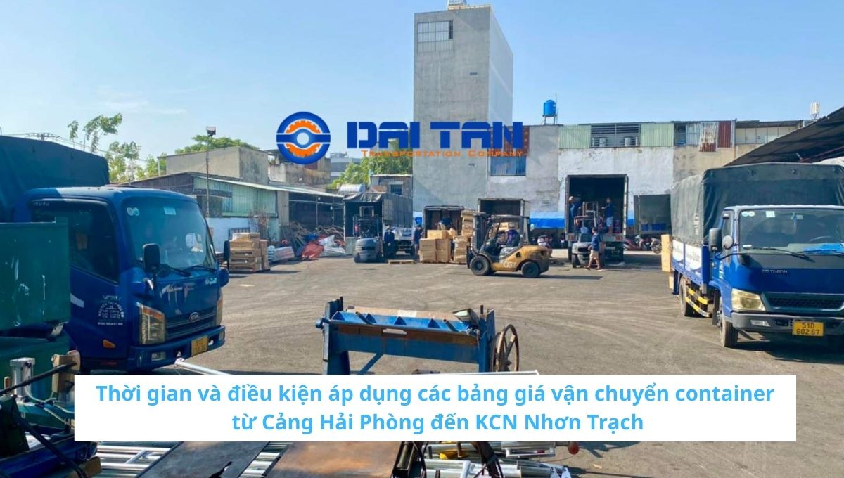 Thời gian và điều kiện áp dụng các bảng giá