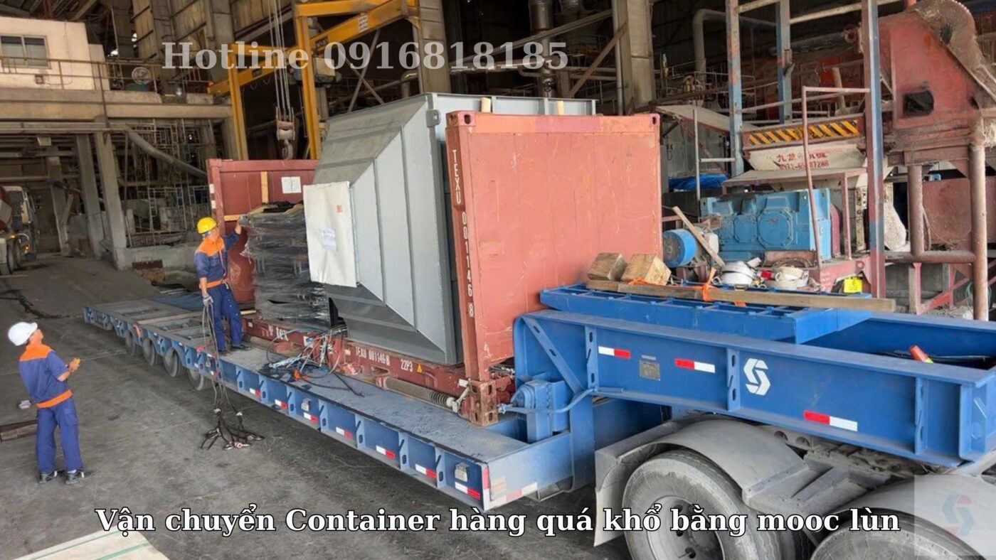 Vận chuyển Container hàng quá khổ bằng mooc lùn