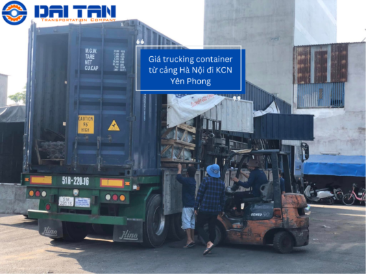 Giá trucking container từ cảng Hà Nội đi KCN Yên Phong