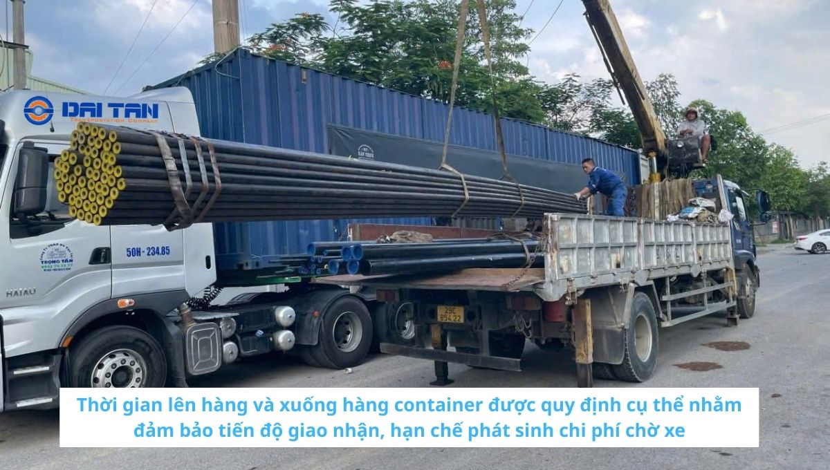 Quy định thời gian lên hàng và xuống hàng container