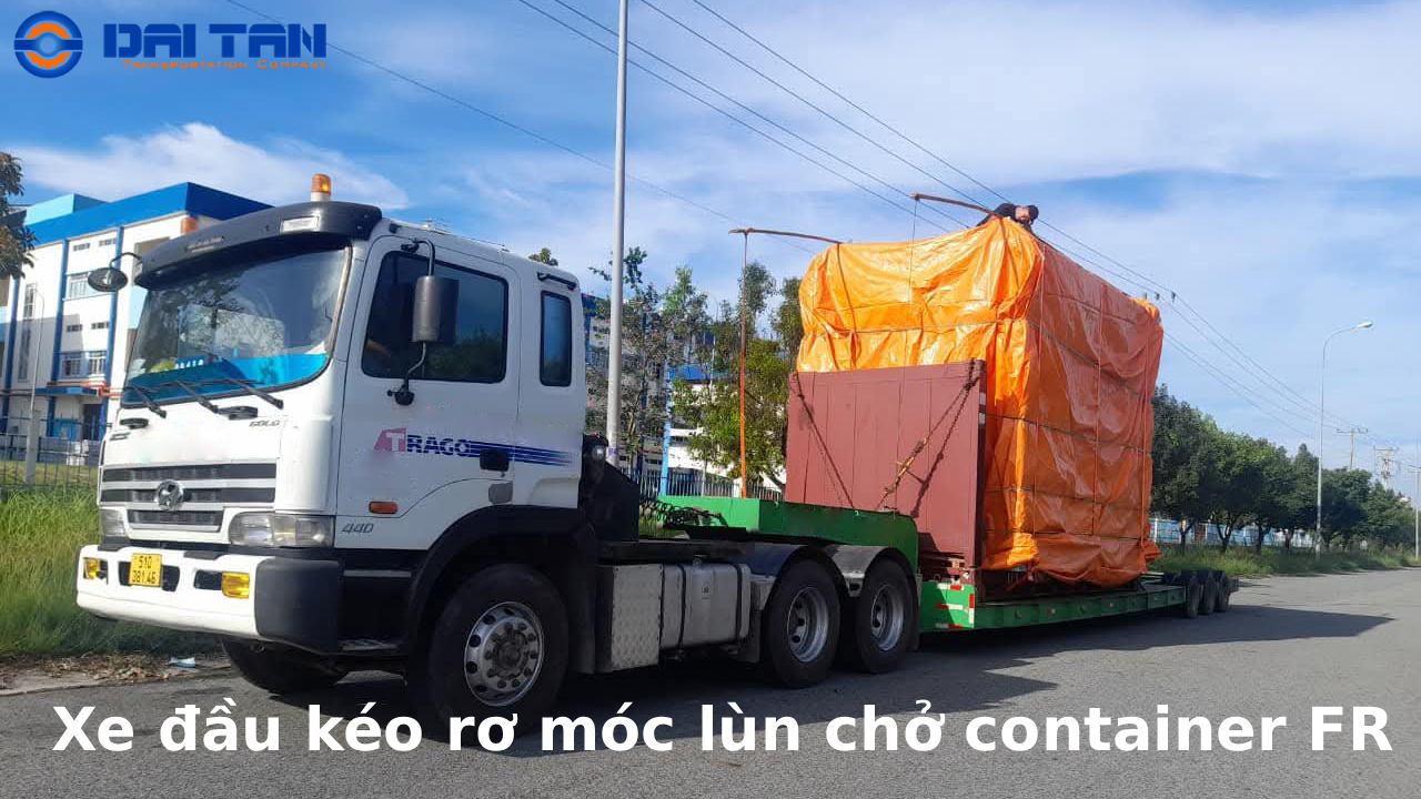 Xe đầu kéo rơ móc lùn chở container FR